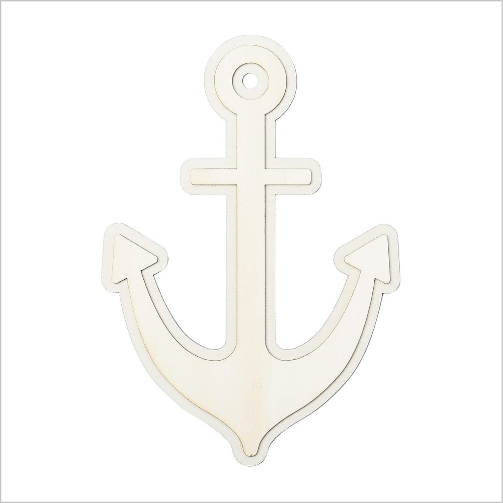 Decor Craft Anchor Shape Plaid Unpainted Wood Layered Blank DIY Nautical